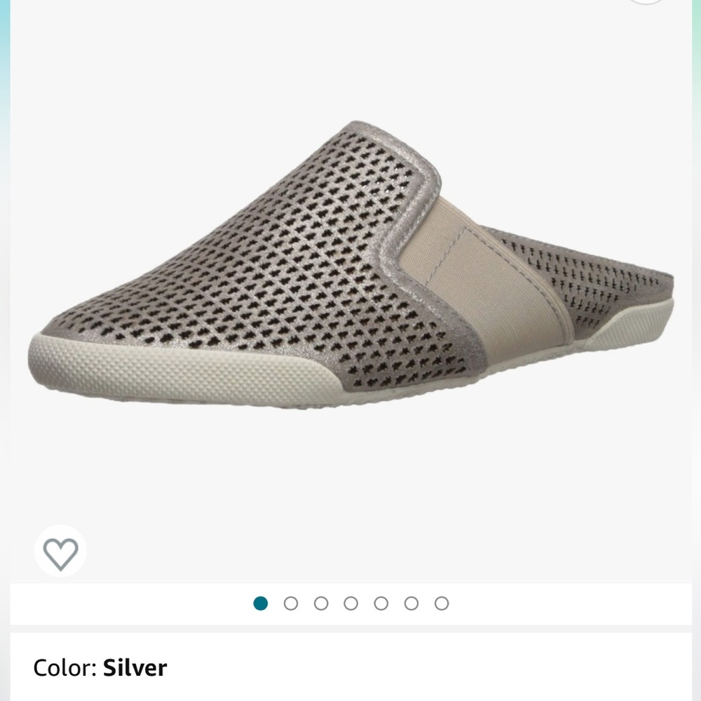 Frye Melanie Silver gore perforated mule shoes flats